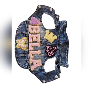 Denim Kids Vest with Pink and Yellow Accents